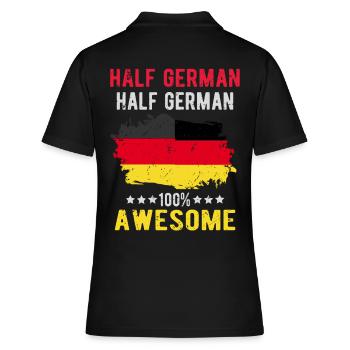 Halb Deutsch Halb Deutscher - Frauen Polo Shirt - Schwarz - Hinten - Ailine (174cm)