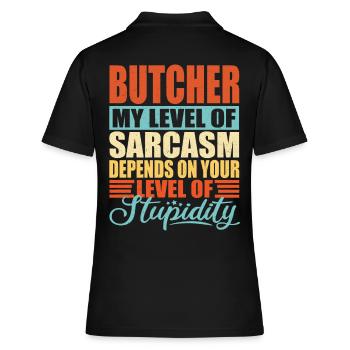 Butcher Butcher Butcher’s Shop Dicton - Polo Femme - noir - Dos - Ailine (174cm)