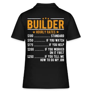 Bauherr Stundenlohn - Frauen Polo Shirt - Schwarz - Hinten - Ailine (174cm)