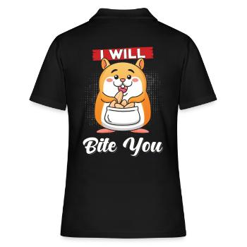 Hamster Ich will dich beißen - Frauen Polo Shirt - Schwarz - Hinten - Ailine (174cm)