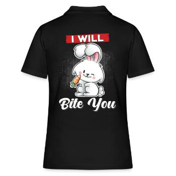 Rabbit Ich will dich beißen - Frauen Polo Shirt - Schwarz - Hinten - Ailine (174cm)