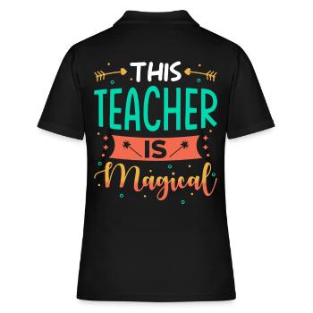 Lehrerin Geschenk - Frauen Polo Shirt - Schwarz - Hinten - Ailine (174cm)