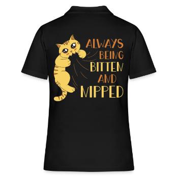 Katze Ich will dich beißen - Frauen Polo Shirt - Schwarz - Hinten - Ailine (174cm)