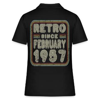 Anniversaire Février 1957 Cadeau rétro - Polo Femme - noir - Dos - Ailine (174cm)