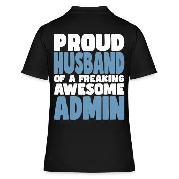Proud wife of a damn good admin - Women's Polo Shirt - black - Back - Ailine (174cm)