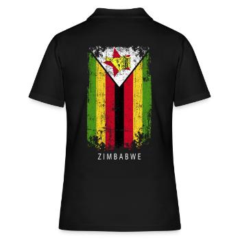 Souvenir avec le drapeau du Zimbabwe - Polo Femme - noir - Dos - Ailine (174cm)