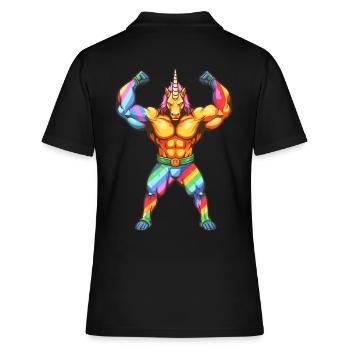 Bodybuilder Einhorn Design - Unicorn Bodybuilder - Polo Femme - noir - Dos - Ailine (174cm)