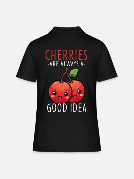 Cerises Kawaii - Polo Femme - noir