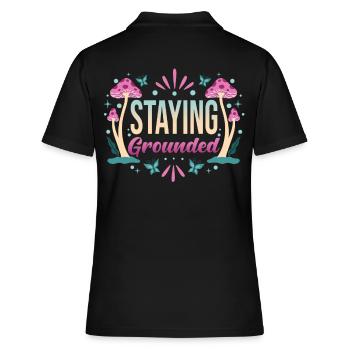 Mindfulness Saying Stay grounded - Women's Polo Shirt - black - Back - Ailine (174cm)