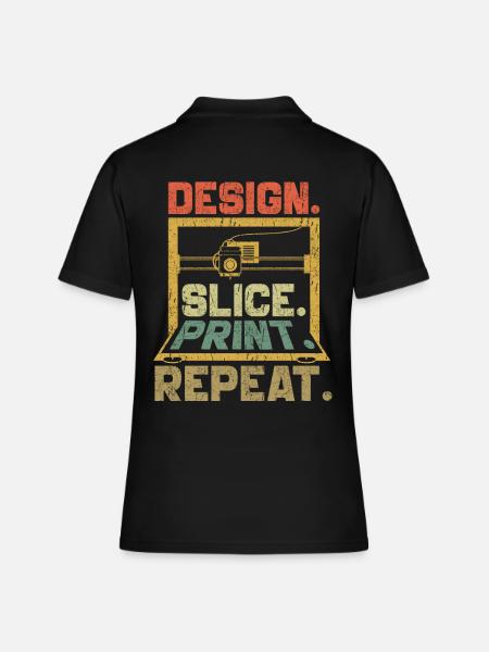 Impression 3D Imprimante 3D Retro Design Slice Print - Polo Femme - noir