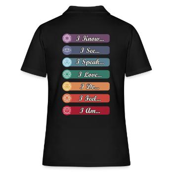 Yoga Chakra Symbole - Frauen Polo Shirt - Schwarz - Hinten - Ailine (174cm)