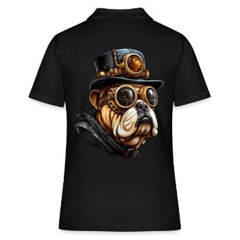Steampunk Bulldog Hund - Frauen Polo Shirt - Schwarz - Hinten - Ailine (174cm)