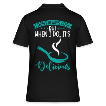 Hobbykoch Kocht Kulinarisches Essen - Frauen Polo Shirt - Schwarz - Hinten - Ailine (174cm)