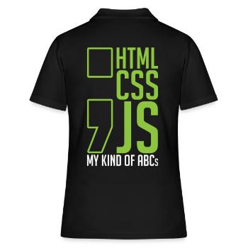 Cadeau développeur web html css js mon genre de - Polo Femme - noir - Dos - Ailine (174cm)