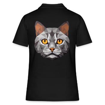 British Shorthair Cat BSH Low Polygon - Polo Femme - noir - Dos - Ailine (174cm)