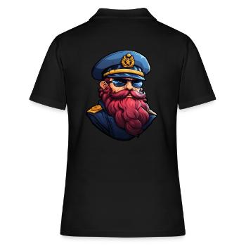Matrose mit Bart - Frauen Polo Shirt - Schwarz - Hinten - Ailine (174cm)