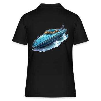 Motorboot Schnellboot - Frauen Polo Shirt - Schwarz - Hinten - Ailine (174cm)