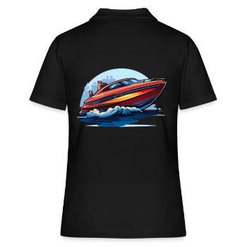 Motorboot - Frauen Polo Shirt - Schwarz - Hinten - Ailine (174cm)