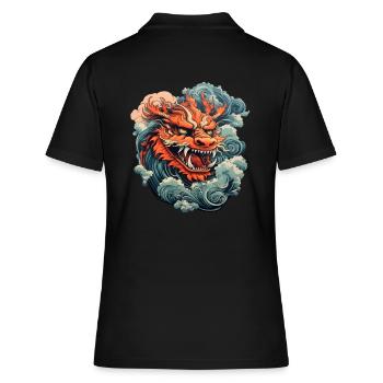 Chinesischer Drache - Frauen Polo Shirt - Schwarz - Hinten - Ailine (174cm)