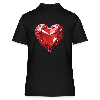 Diamant Herzform - Frauen Polo Shirt - Schwarz - Hinten - Ailine (174cm)