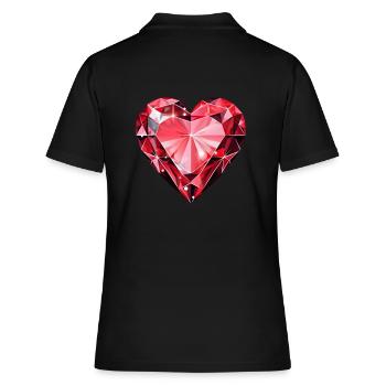 Diamant Herzform - Frauen Polo Shirt - Schwarz - Hinten - Ailine (174cm)