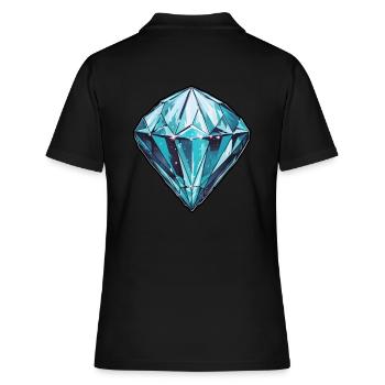 Diamant Kristall - Frauen Polo Shirt - Schwarz - Hinten - Ailine (174cm)