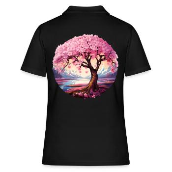 Cerisier en fleurs - Polo Femme - noir - Dos - Ailine (174cm)