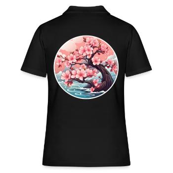 Cerisier en fleurs - Polo Femme - noir - Dos - Ailine (174cm)