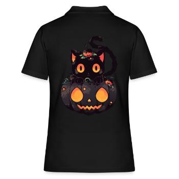 Katze Anime Halloween - Frauen Polo Shirt - Schwarz - Hinten - Ailine (174cm)