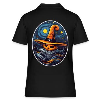 Kürbis Halloween Malerei - Frauen Polo Shirt - Schwarz - Hinten - Ailine (174cm)