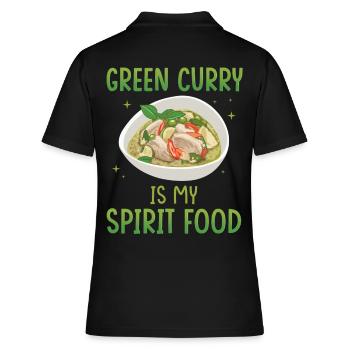 Grünes Curry ist meine Leibspeise - Frauen Polo Shirt - Schwarz - Hinten - Ailine (174cm)