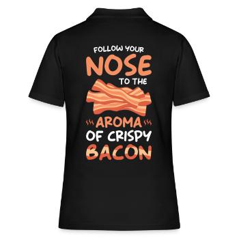 Speck Schinken Geschenk - Frauen Polo Shirt - Schwarz - Hinten - Ailine (174cm)