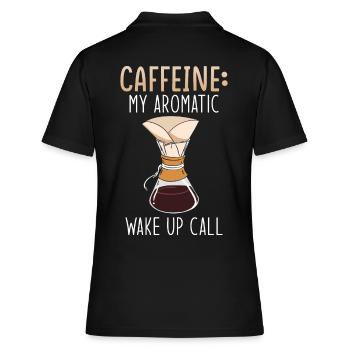 Kaffee Koffein Kaffeearoma Filterkaffee - Frauen Polo Shirt - Schwarz - Hinten - Ailine (174cm)