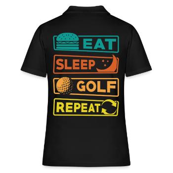 Eat Sleep Golf Repeat Golfer Golfen Geschenk - Frauen Polo Shirt - Schwarz - Hinten - Ailine (174cm)