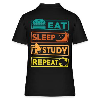 Student Studium Lernen Prüfung - Frauen Polo Shirt - Schwarz - Hinten - Ailine (174cm)