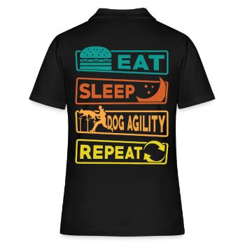Manger Sommeil Chien Agilité Répéter - Polo Femme - noir - Dos - Ailine (174cm)