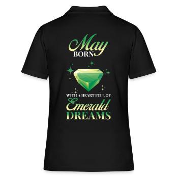 Geburtsstein Mai Smaragd - Frauen Polo Shirt - Schwarz - Hinten - Ailine (174cm)