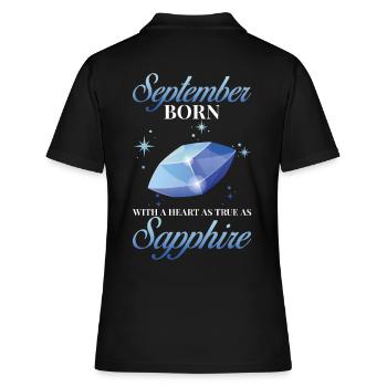 Geburtsstein September Saphir - Frauen Polo Shirt - Schwarz - Hinten - Ailine (174cm)