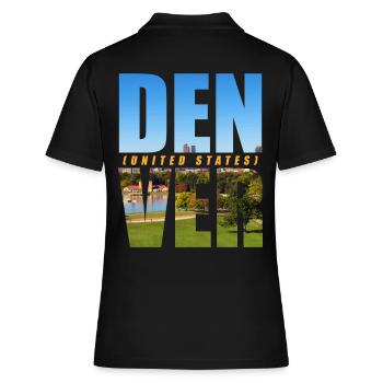 Denver USA Souvenir - Frauen Polo Shirt - Schwarz - Hinten - Ailine (174cm)