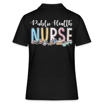 Infirmière en santé publique - Polo Femme - noir - Dos - Ailine (174cm)