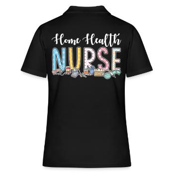 Nurses at home - Women's Polo Shirt - black - Back - Ailine (174cm)