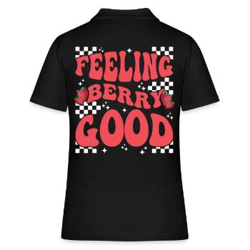 Baie Fraise Fruit Se sentir bien Baie - Polo Femme - noir - Dos - Ailine (174cm)