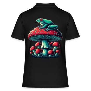 Grenouille mystique et champignon - Polo Femme - noir - Dos - Ailine (174cm)