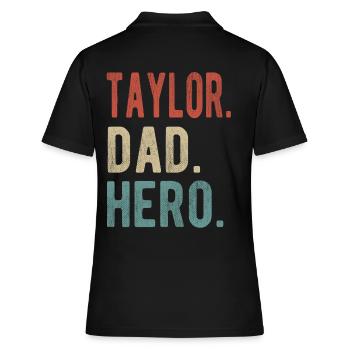 Taylor Dad Held - Frauen Polo Shirt - Schwarz - Hinten - Ailine (174cm)