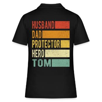 Tom Nom papa cadeau - Polo Femme - noir - Dos - Ailine (174cm)