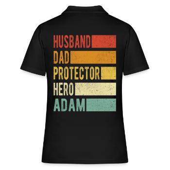 Adam Name Dad Gift - Women's Polo Shirt - black - Back - Ailine (174cm)