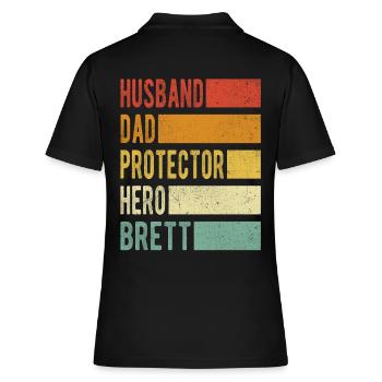 Brett Name Papa Geschenk - Frauen Polo Shirt - Schwarz - Hinten - Ailine (174cm)