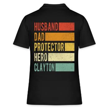 Clayton nom papa cadeau - Polo Femme - noir - Dos - Ailine (174cm)