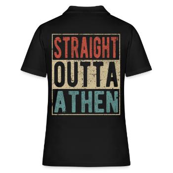 Direkt aus Athen heraus - Frauen Polo Shirt - Schwarz - Hinten - Ailine (174cm)