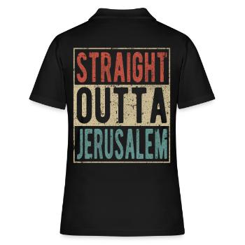 Direkt aus Jerusalem heraus - Frauen Polo Shirt - Schwarz - Hinten - Ailine (174cm)